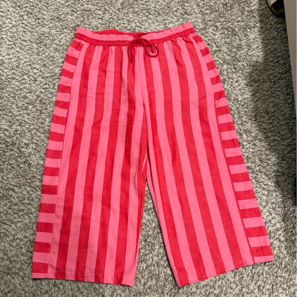 Next Pink Stripe Wide Leg Trousers